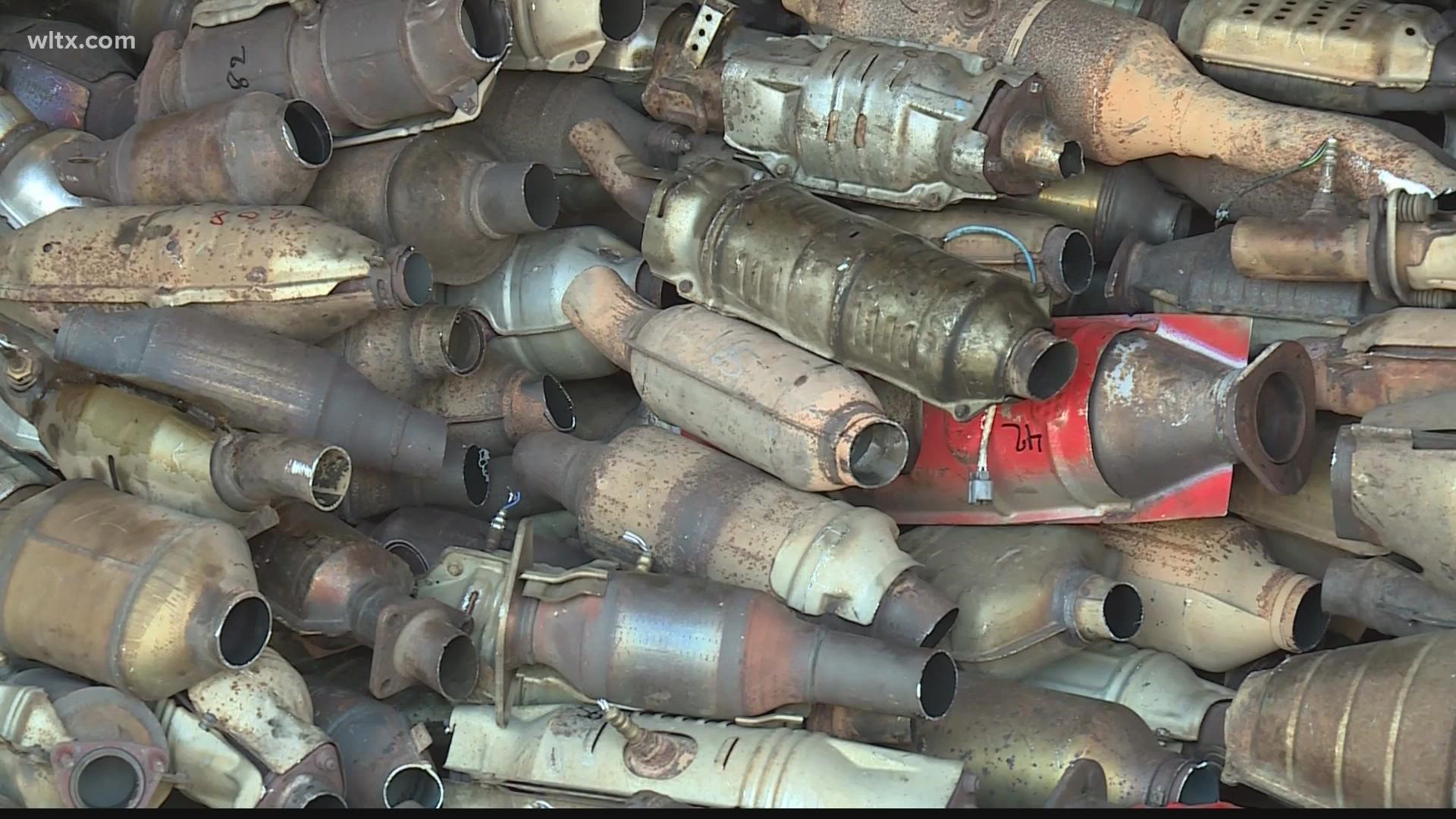 A Pile of Rusty Stolen Catalytic Converters